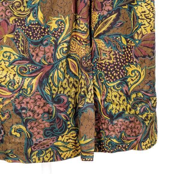 Elliot Lauren Wrap Skirt 10 Womens VTG Floral Abstract Brown Yellow Purple USA - Picture 4 of 7